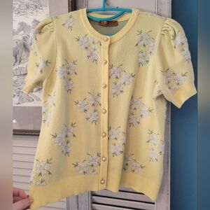Belldini Yellow Floral Cardigan